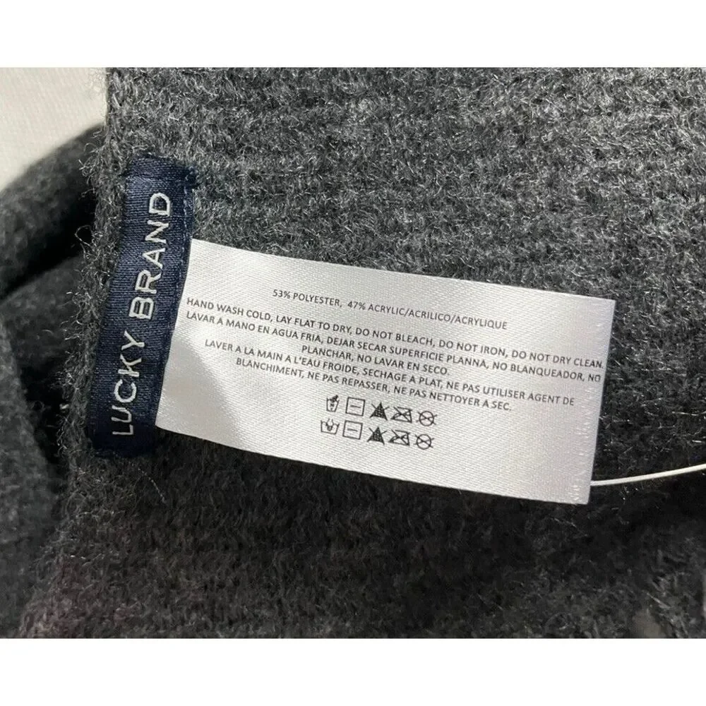 $69.50 Lucky Brand‎ Solid Brushed Scarf Fringe ONE SIZE Gray.